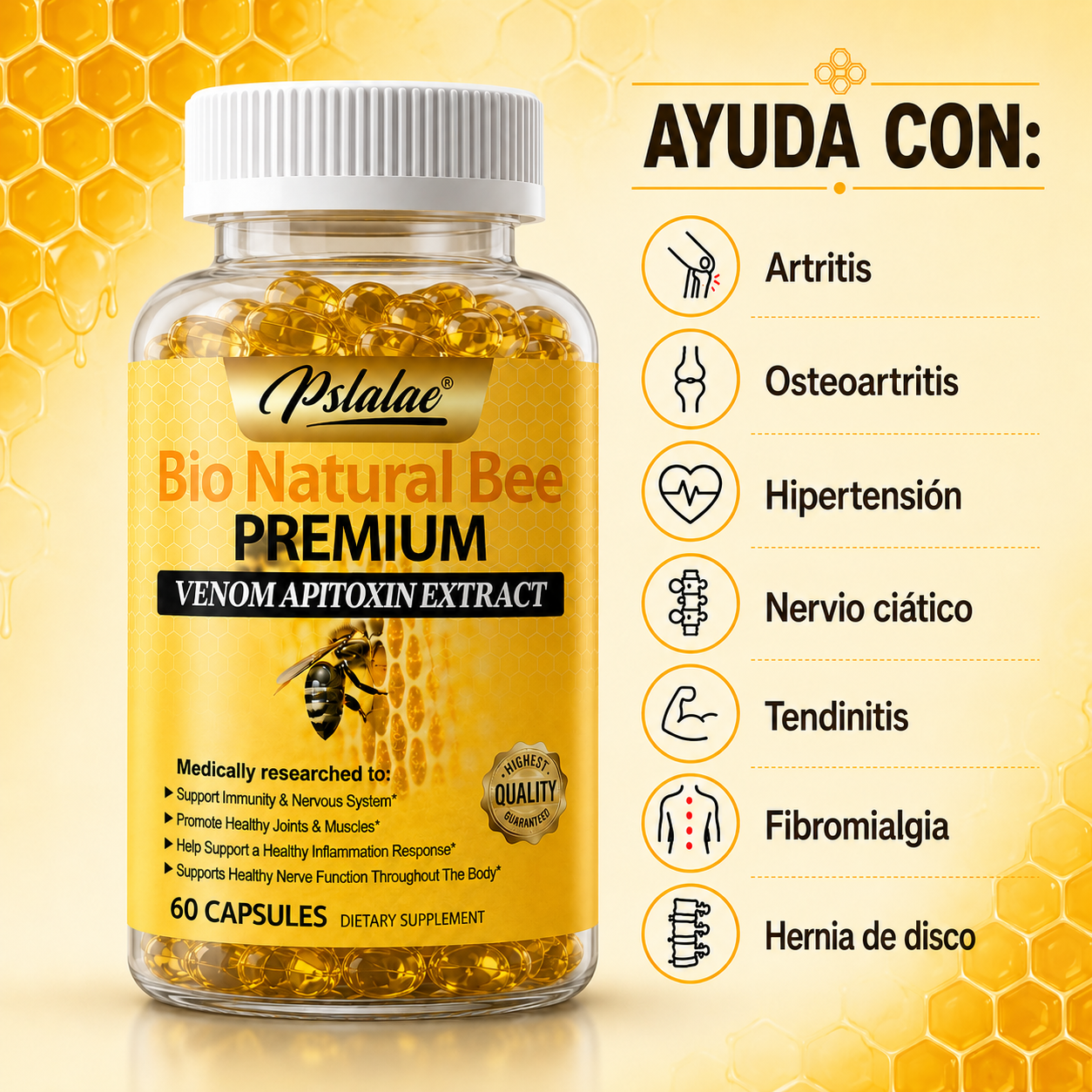 Cápsulas Naturales de Abeja | Suplemento Natural Para Aliviar Articulaciones